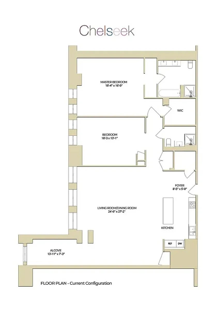 New York City Real Estate | View 252 7th Avenue, 17O | Floorplan 1