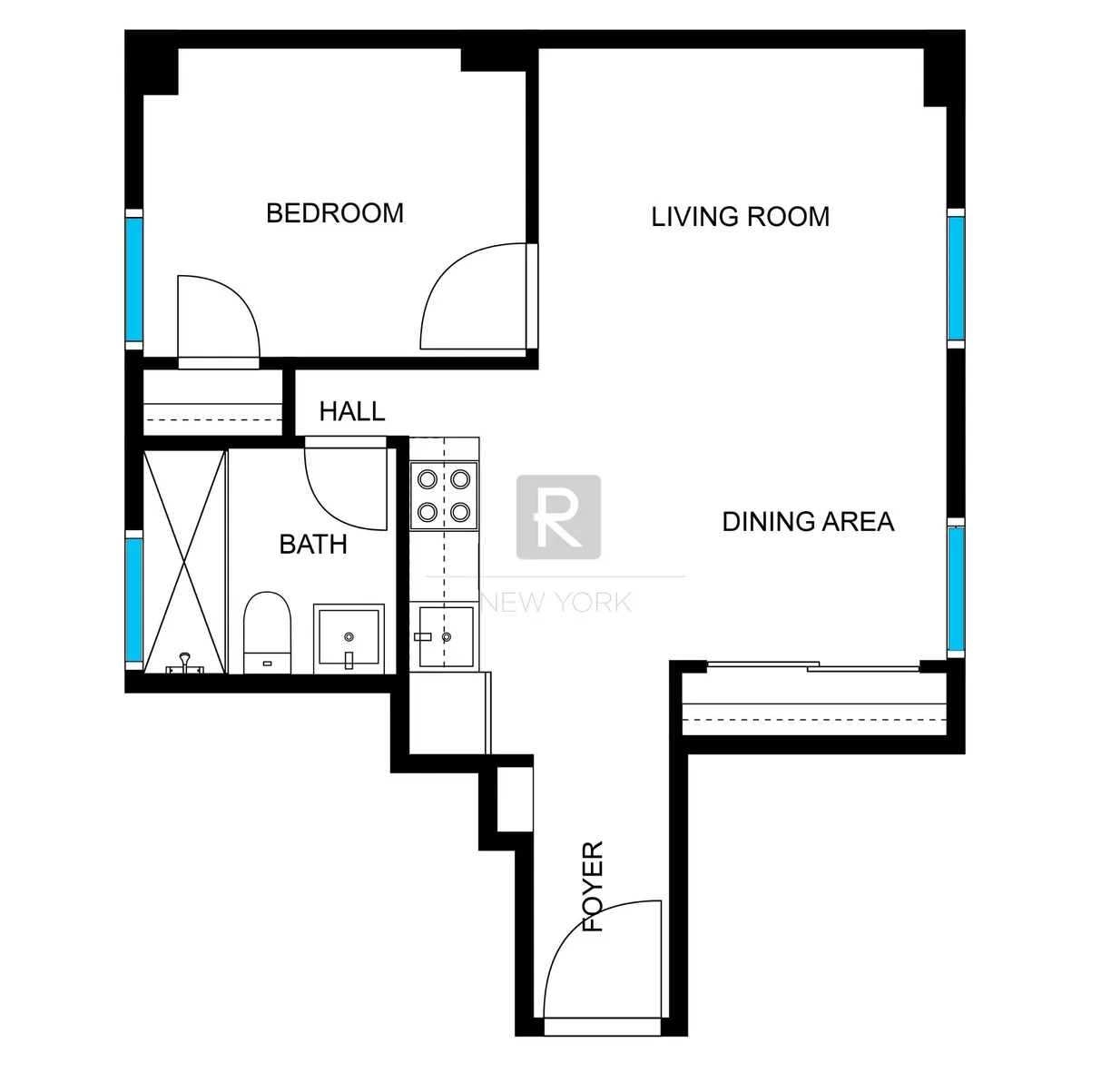 New York City Real Estate | View 150 W 51st Street, 1601 | Floorplan 1