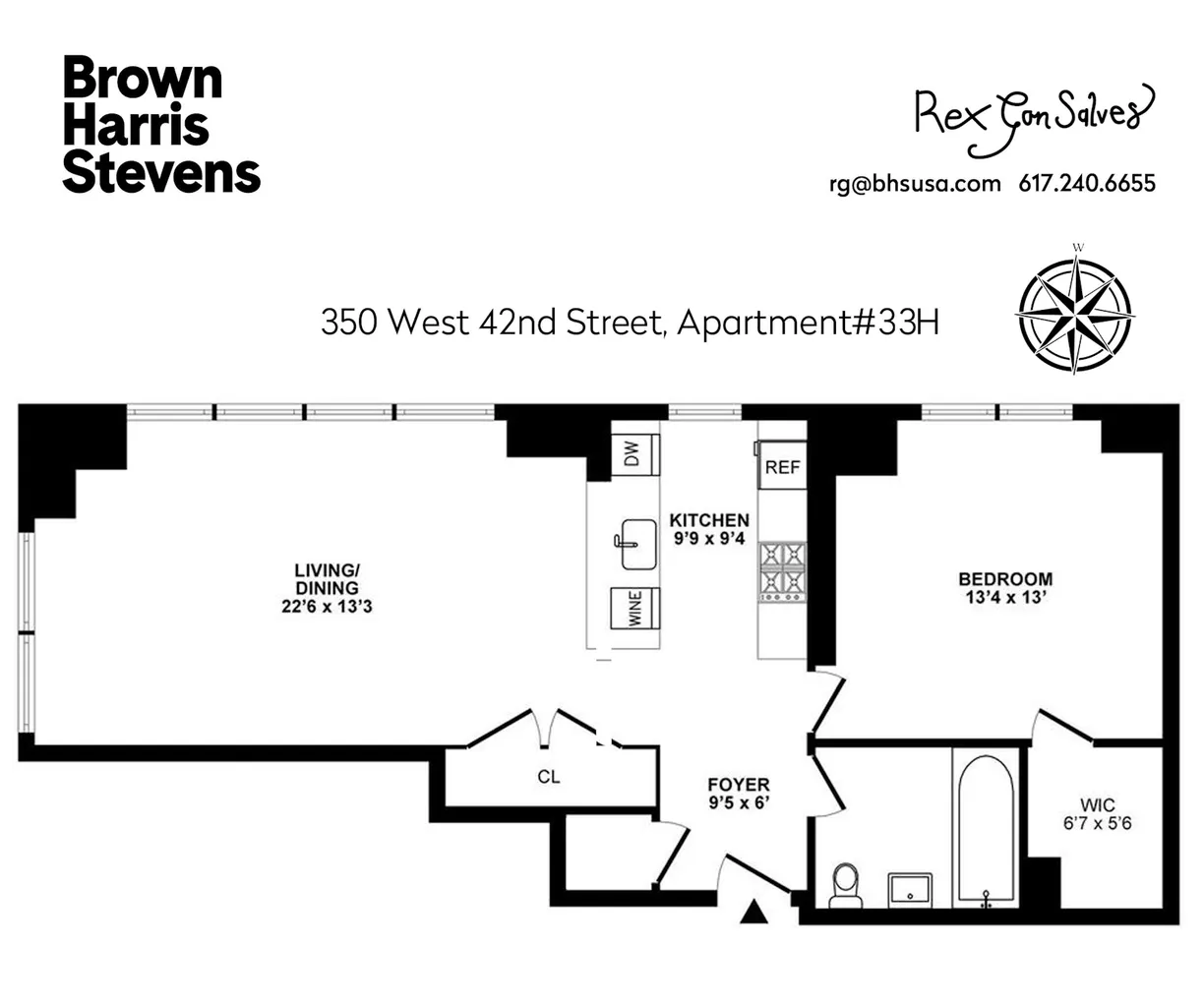 New York City Real Estate | View 350 W 42nd Street, 33H | Floorplan 1