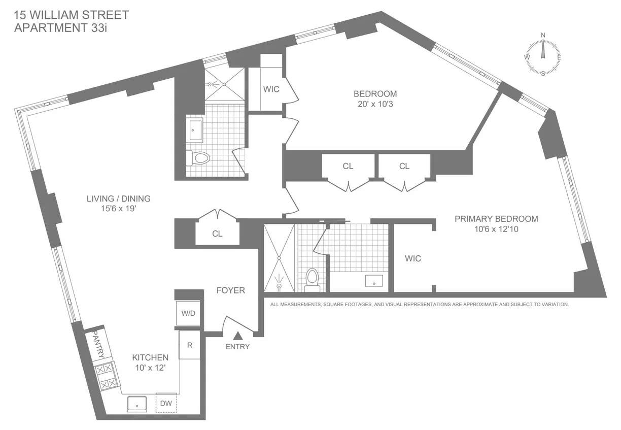 New York City Real Estate | View 15 William Street, 33I | Floorplan
