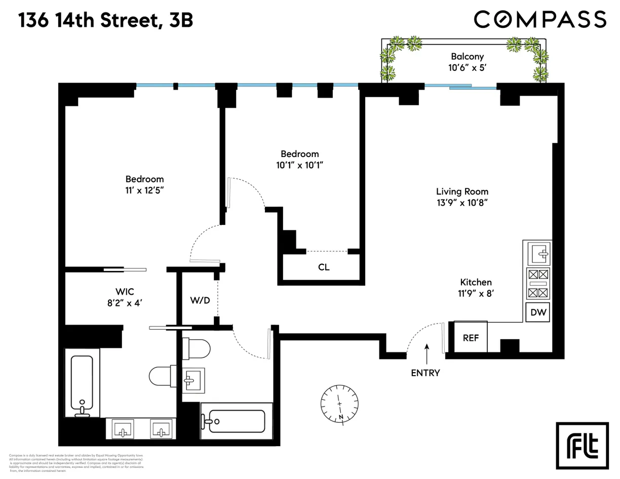 New York City Real Estate | View 136 14th Street, 5B | Floorplan 2