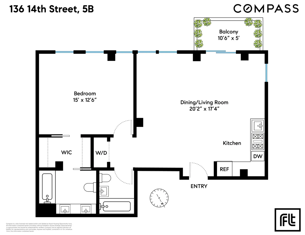 New York City Real Estate | View 136 14th Street, 5B | Floorplan 1