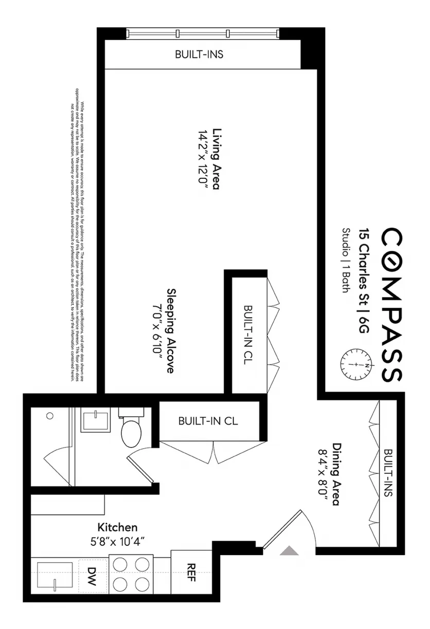 New York City Real Estate | View 15 Charles Street, 6G | Floorplan 1