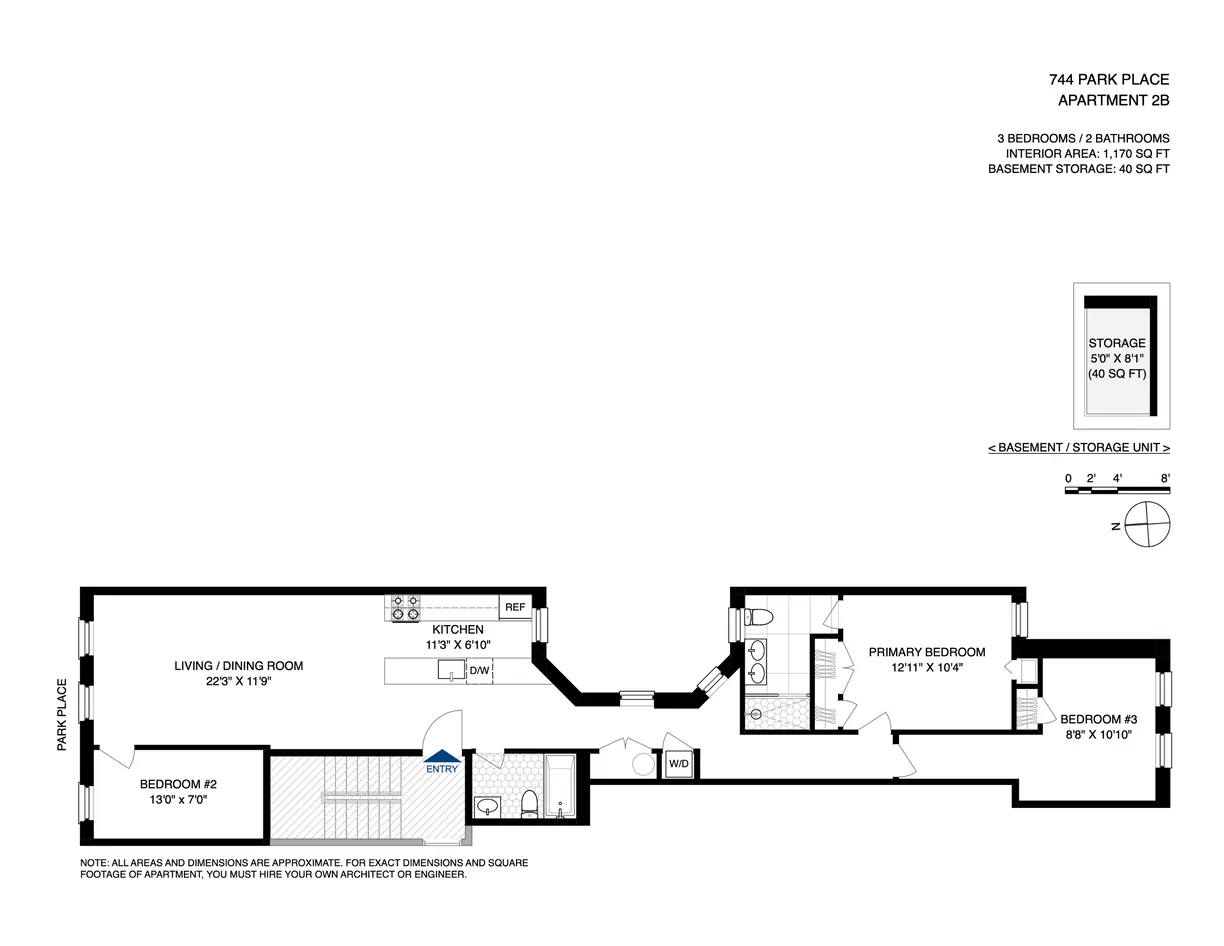 New York City Real Estate | View 744 Park Place, 2B | Floorplan