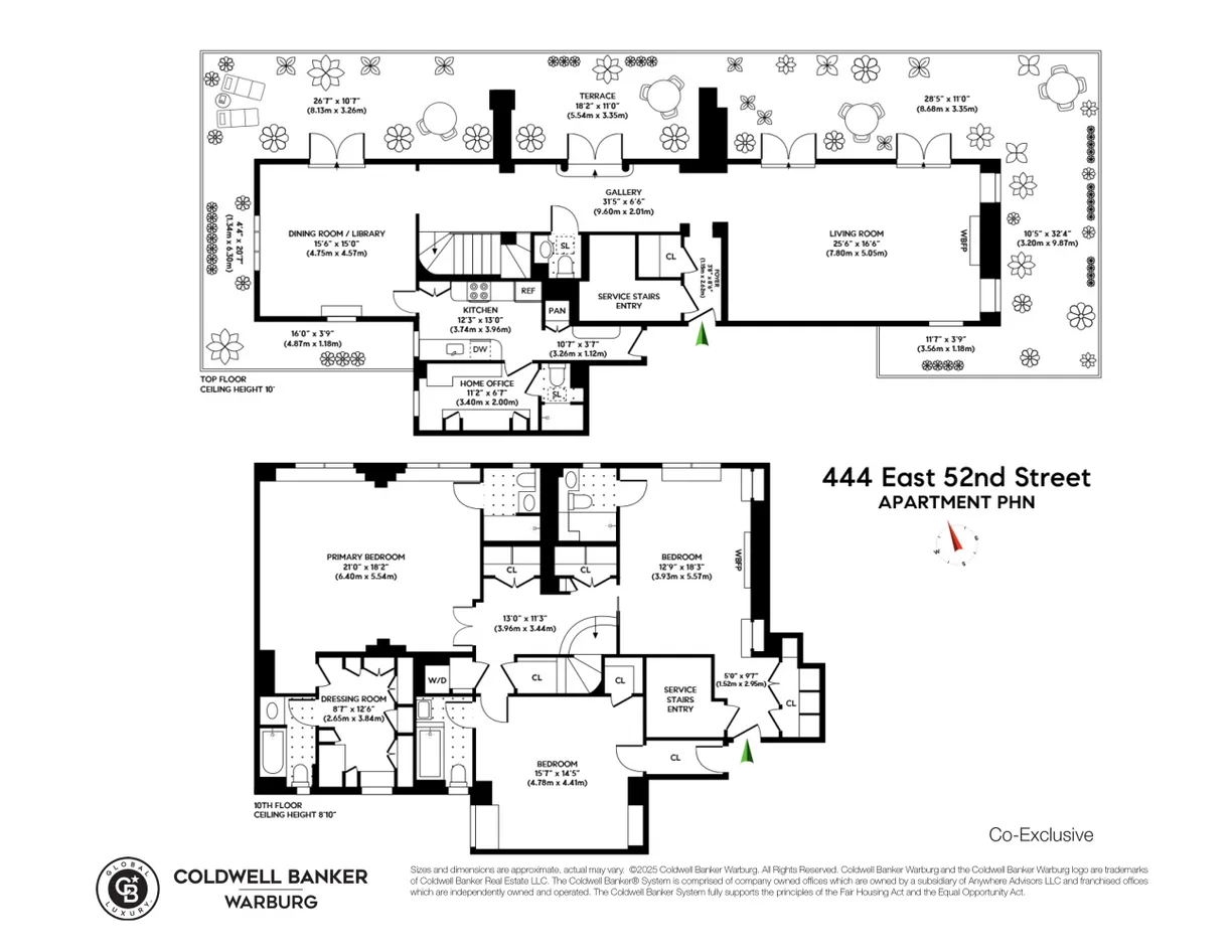 New York City Real Estate | View 444 E 52nd Street, PHN | Floorplan 1