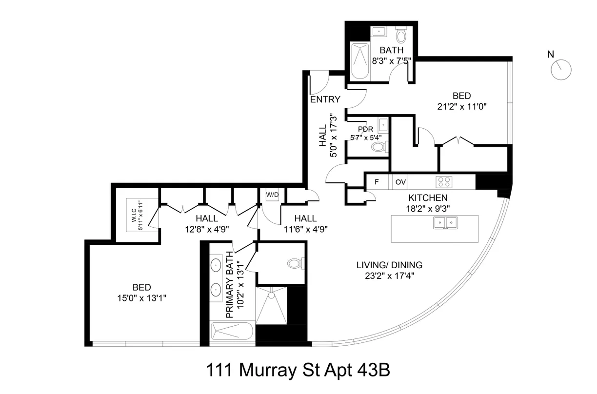 New York City Real Estate | View 111 Murray Street, 43B | Floorplan