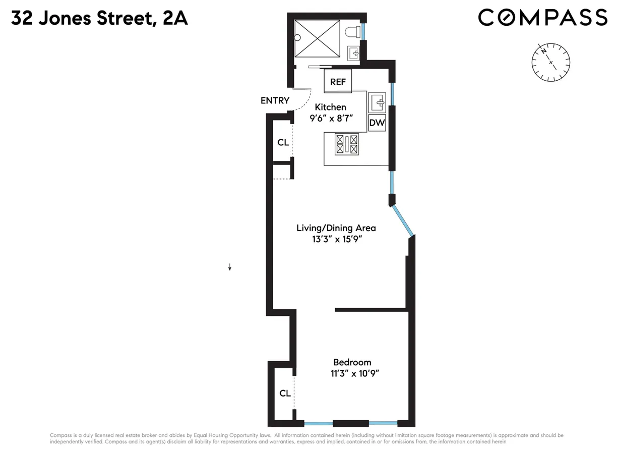 New York City Real Estate | View 32 Jones Street, 2A | Floorplan