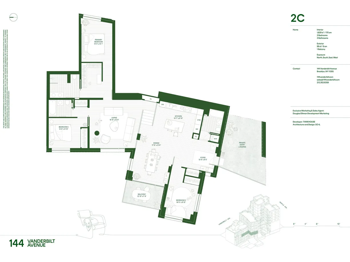 New York City Real Estate | View 144 Vanderbilt Avenue, 2C | Floorplan