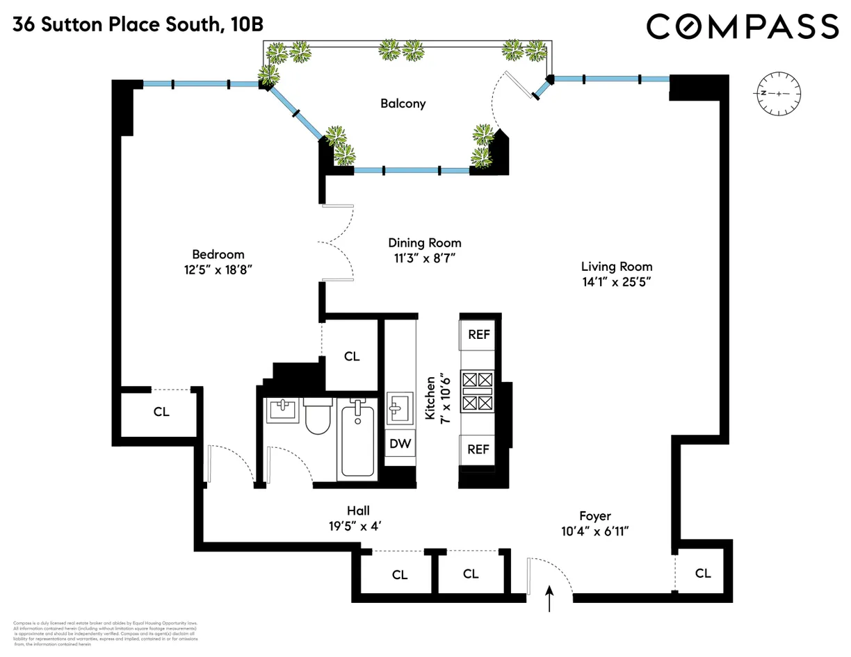 New York City Real Estate | View 36 Sutton Place S, 10B | Floorplan