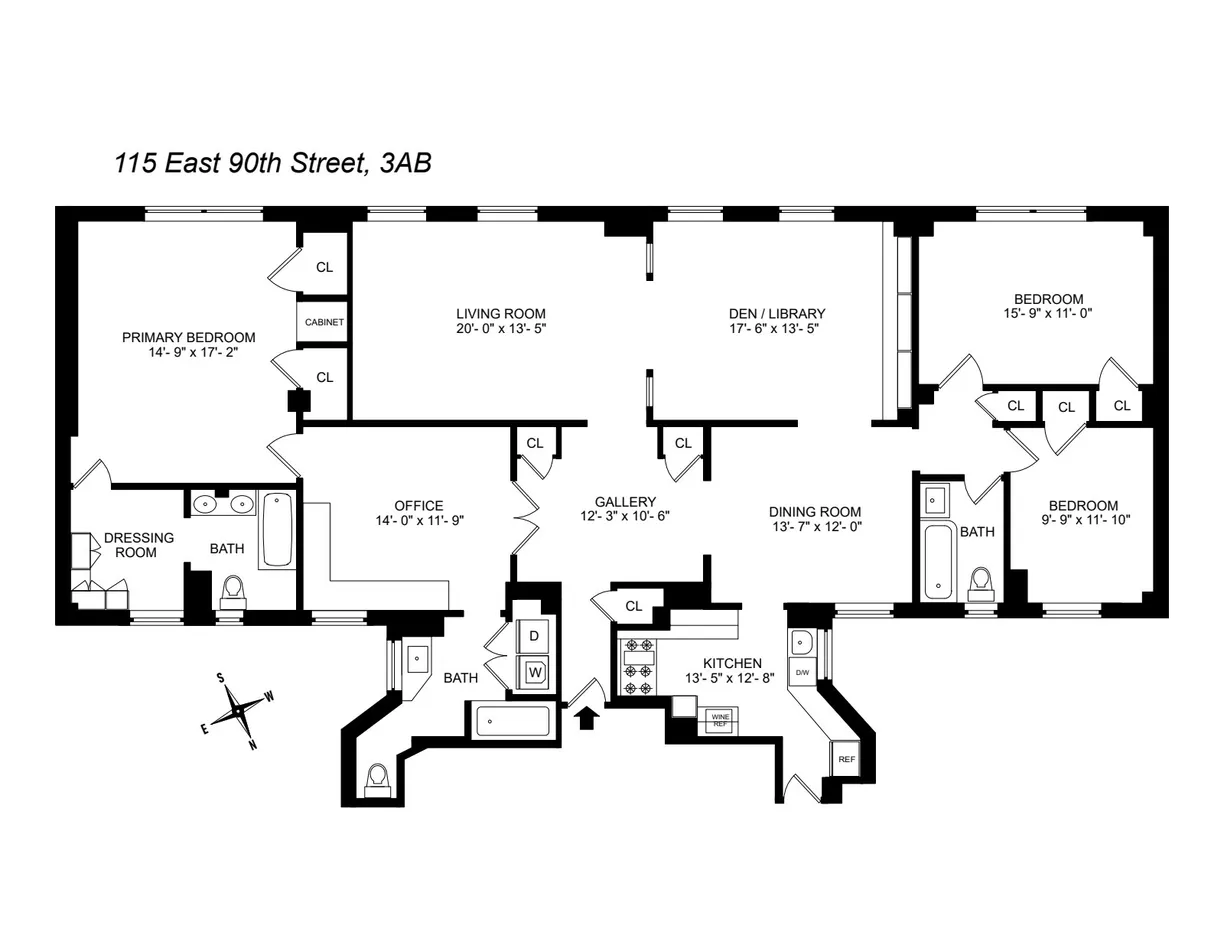 New York City Real Estate | View 115 E 90th Street, 3AB | Floorplan