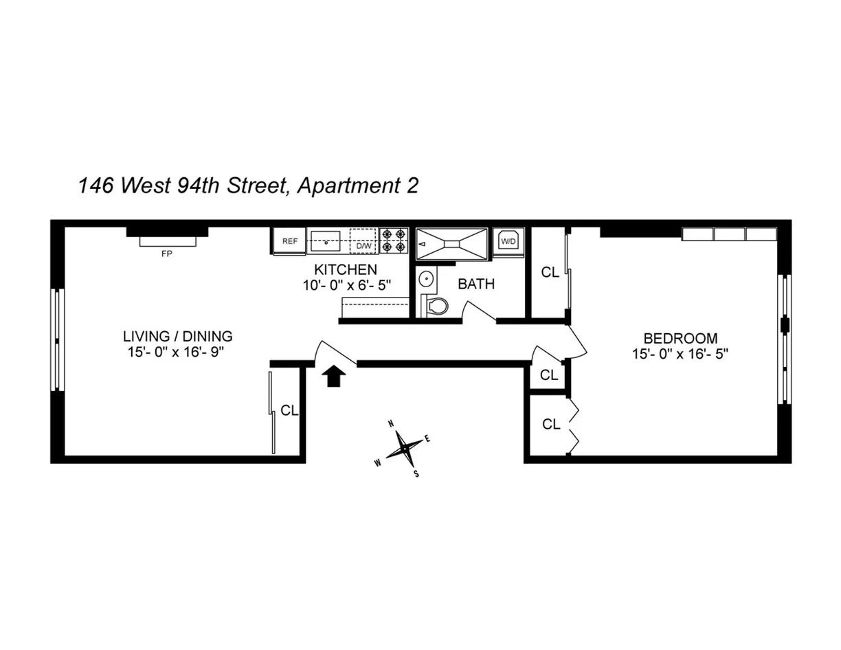 New York City Real Estate | View 146 W 94th Street, 2 | Floorplan 1