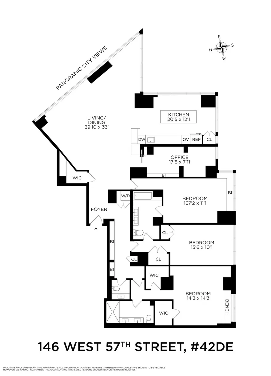 New York City Real Estate | View 146 W 57th Street, 42DE | Floorplan