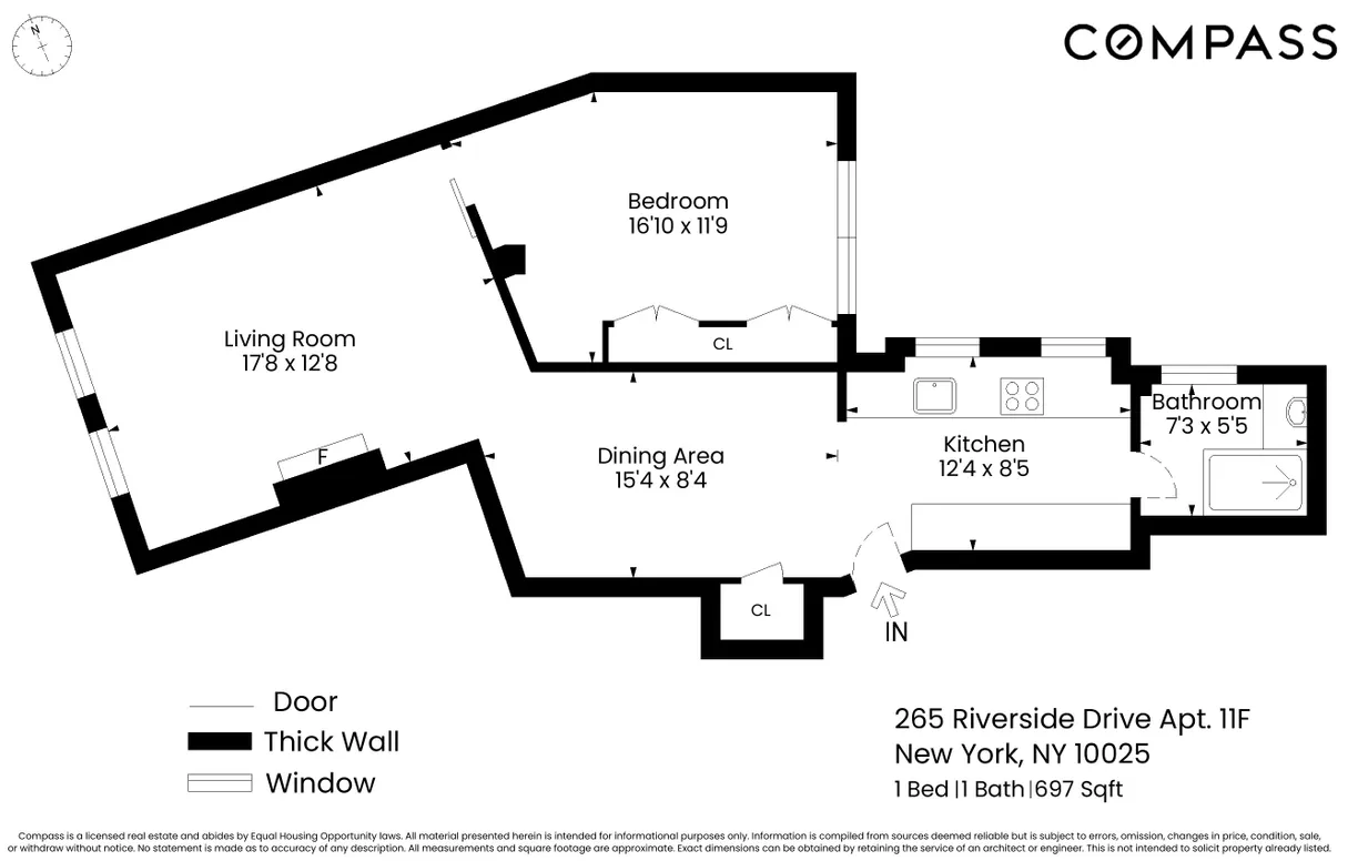 New York City Real Estate | View 265 Riverside Drive, 11F | Floorplan