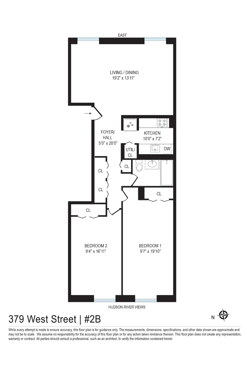 New York City Real Estate | View 379 West Street, 2B | Floorplan