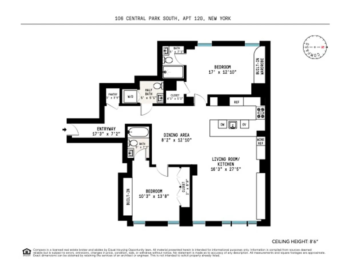 New York City Real Estate | View 106 Central Park S, 12G | Floorplan