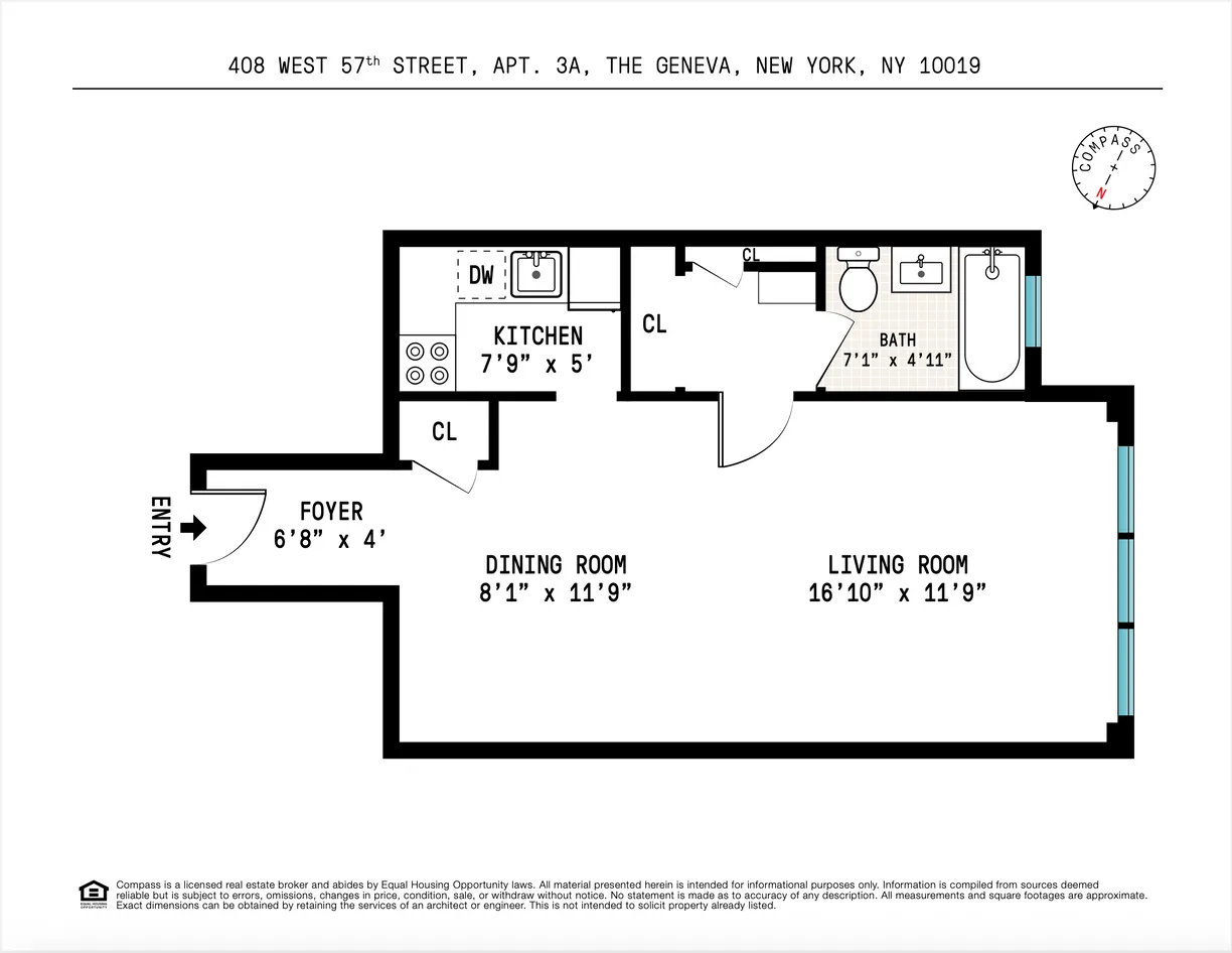 New York City Real Estate | View 408 W 57th Street, 3A | Floorplan