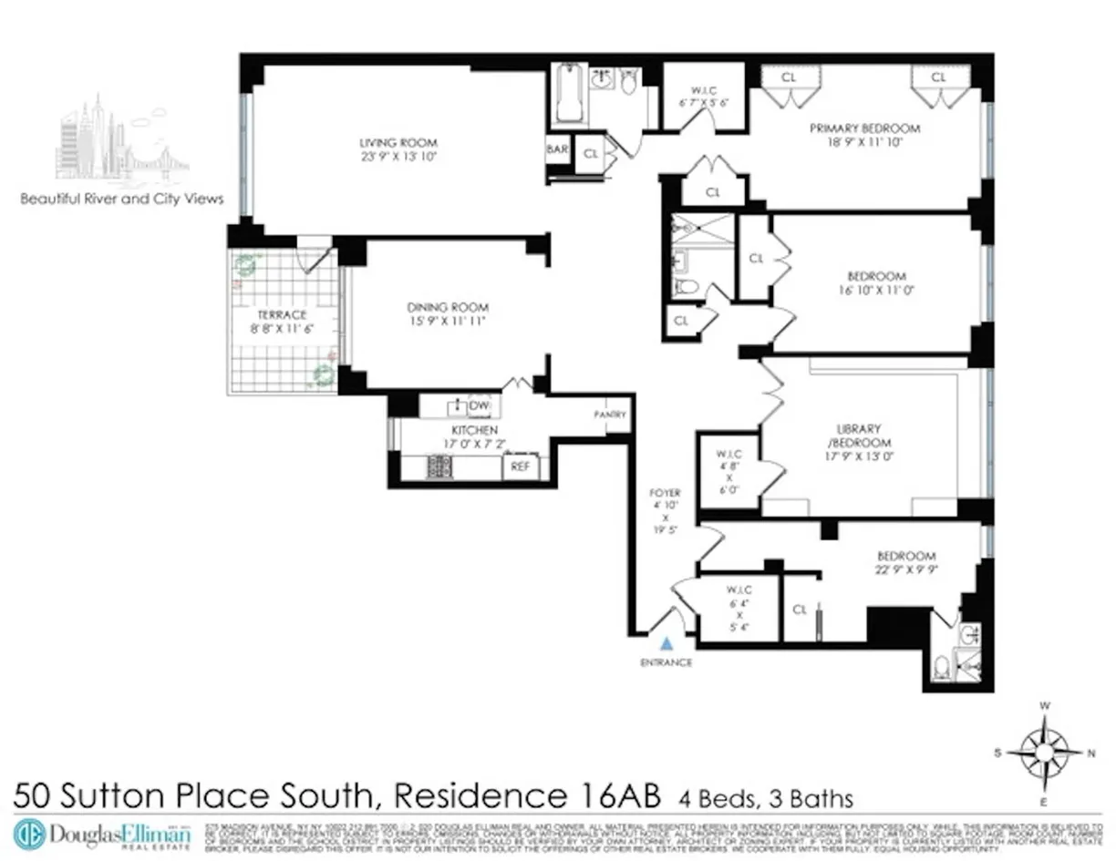 New York City Real Estate | View 50 Sutton Place S, 16A | Floorplan