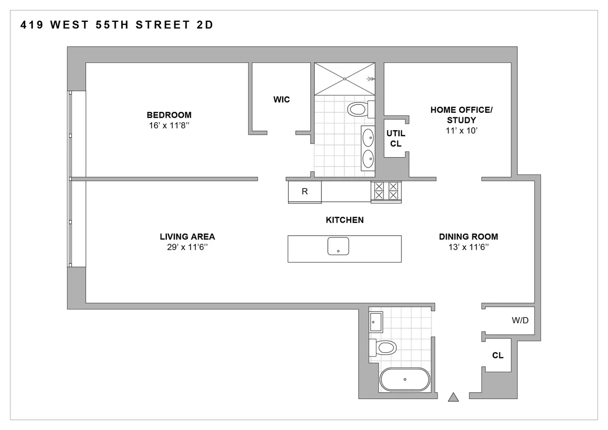 New York City Real Estate | View 419 W 55th Street, 2D | Floorplan