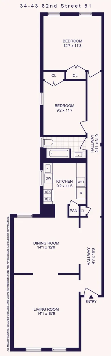 New York City Real Estate | View 34-43 82nd Street, 51 | Floorplan