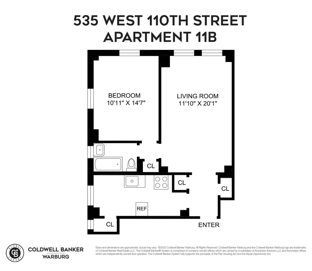 New York City Real Estate | View 535 W 110th Street, 11B | Floorplan
