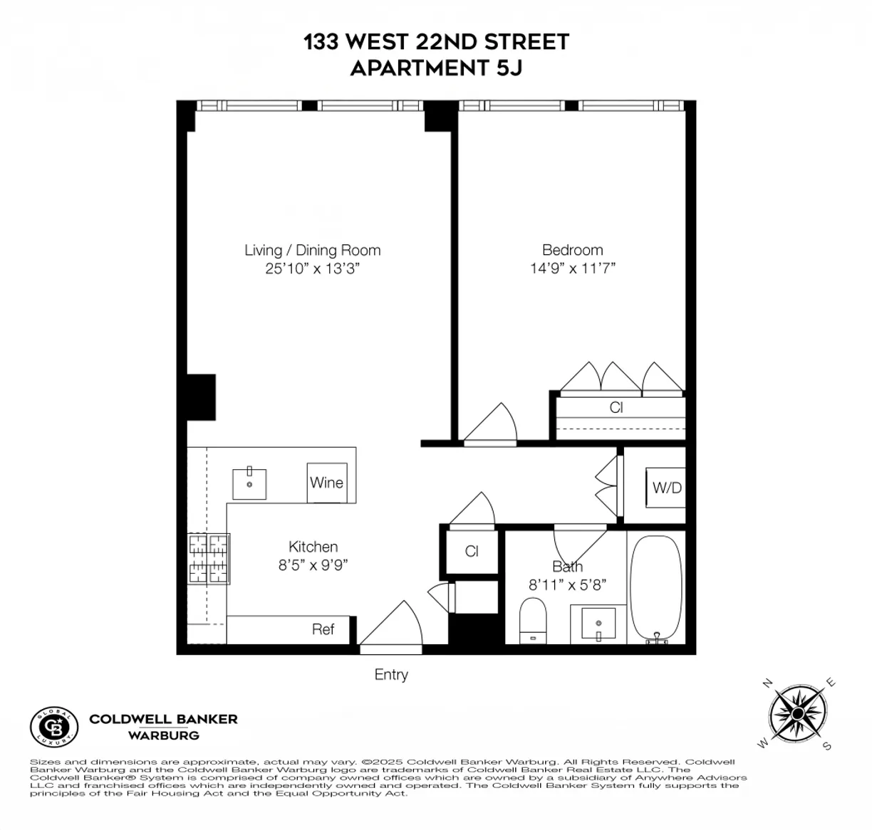 New York City Real Estate | View 133 W 22nd Street, 5J | Floorplan