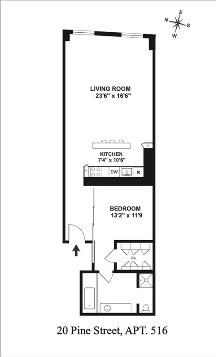 New York City Real Estate | View 20 Pine Street, 516 | Floorplan