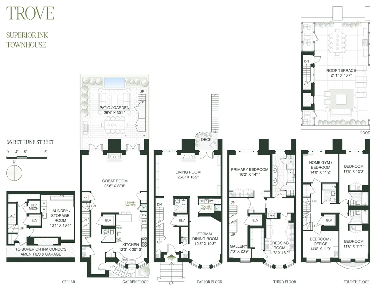 New York City Real Estate | View 400 W 12th Street, TH3 | Floorplan 1