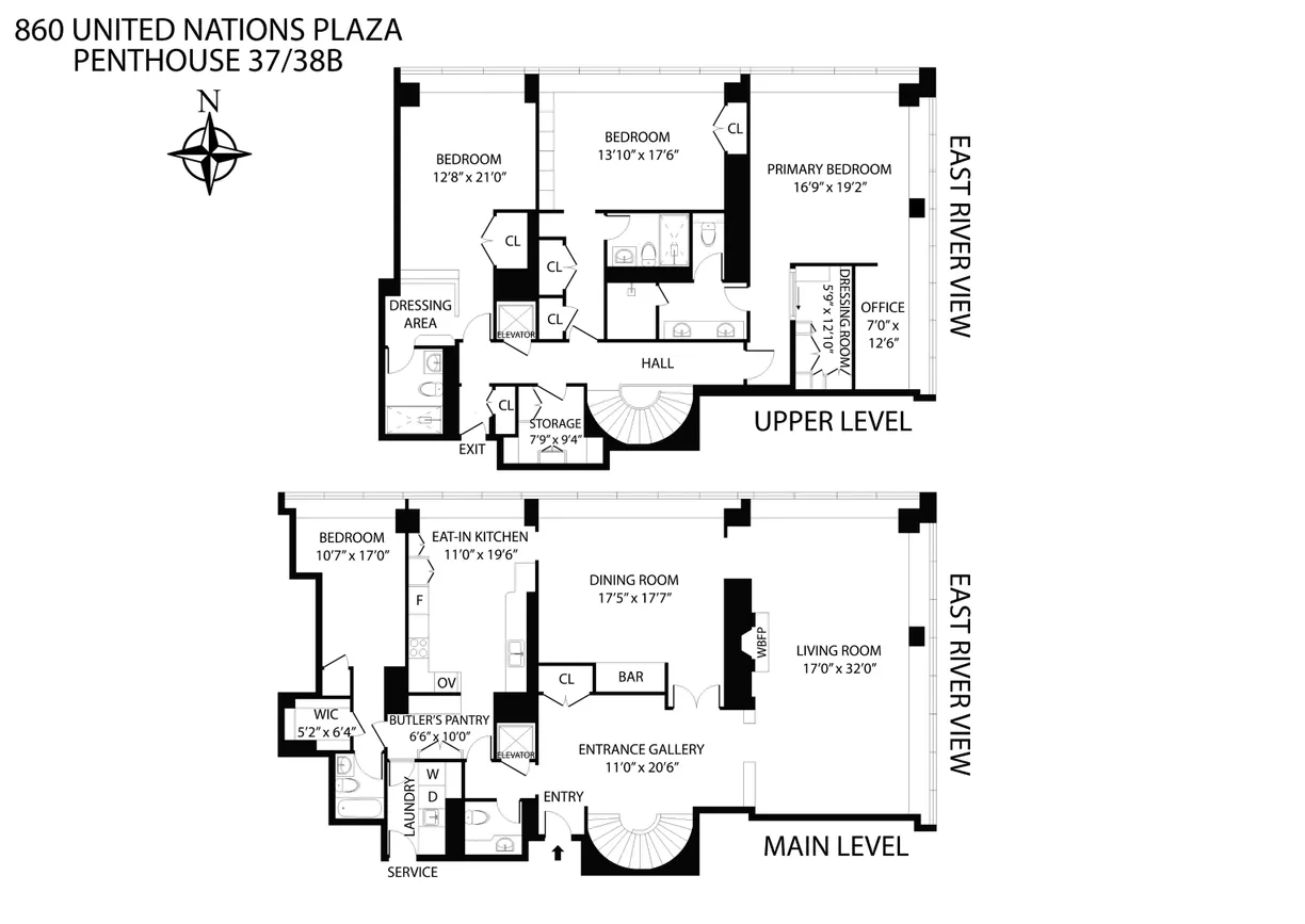 New York City Real Estate | View 860 United Nations Plaza, PH 37/38B | Floorplan