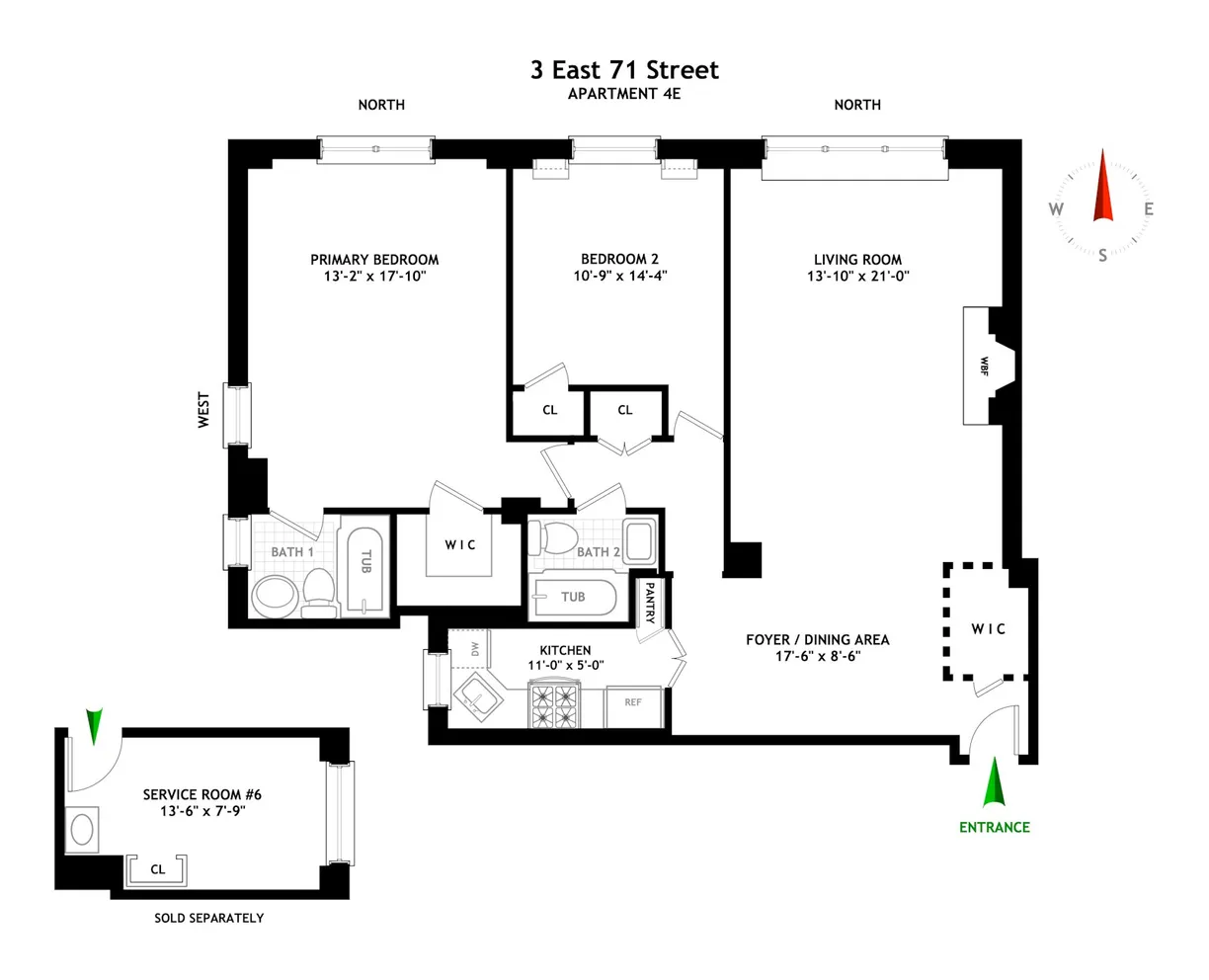 New York City Real Estate | View 3 E 71st Street, 4E | Floorplan