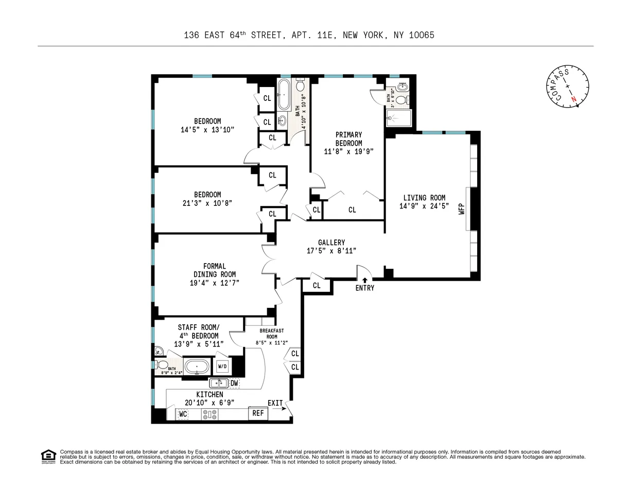 New York City Real Estate | View 136 E 64th Street, 11E | Floorplan 1