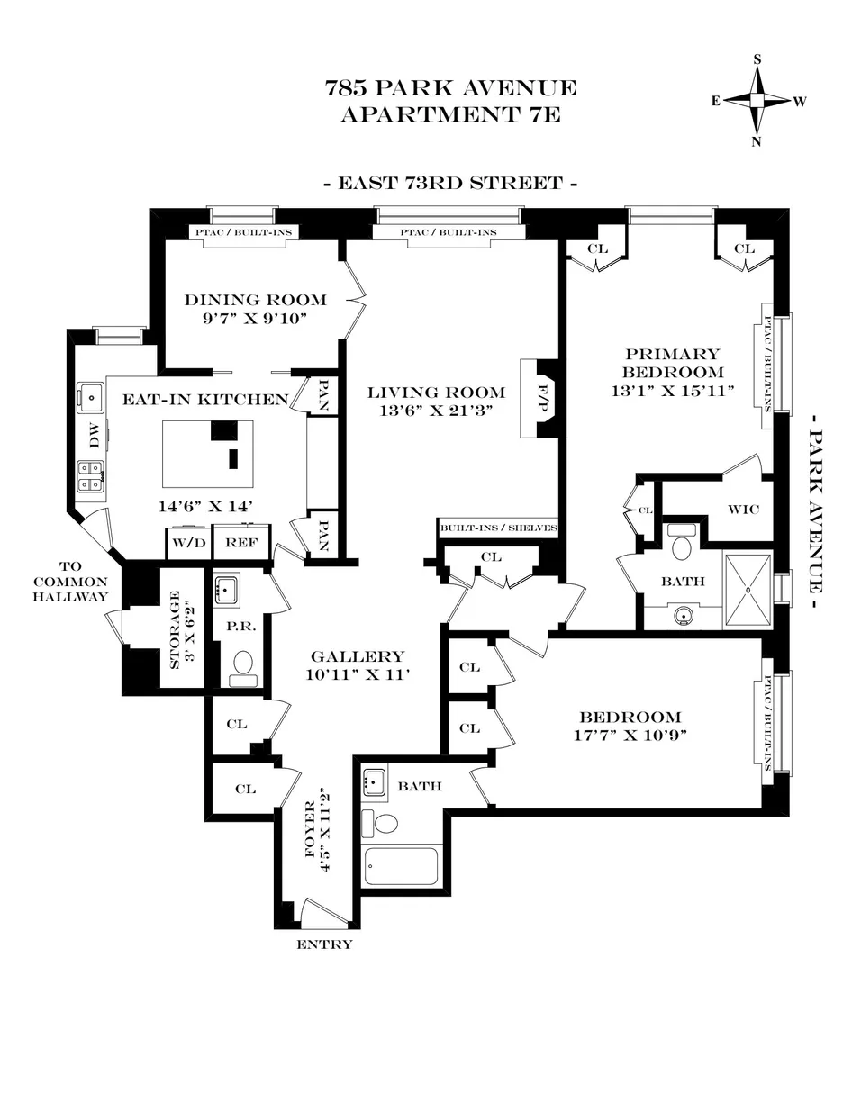 New York City Real Estate | View 785 Park Avenue, 7E | Floorplan