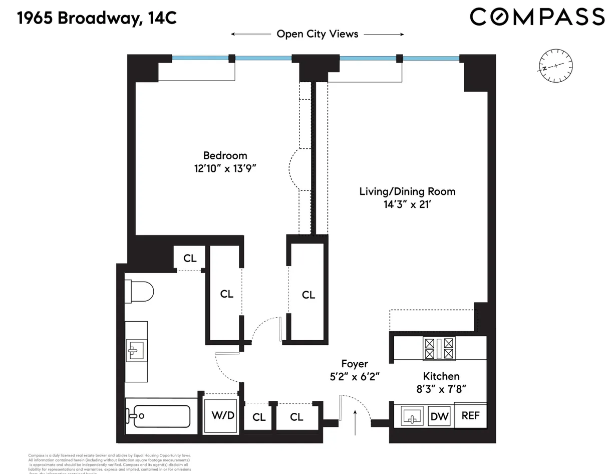 New York City Real Estate | View 1965 Broadway, 14C | Floorplan