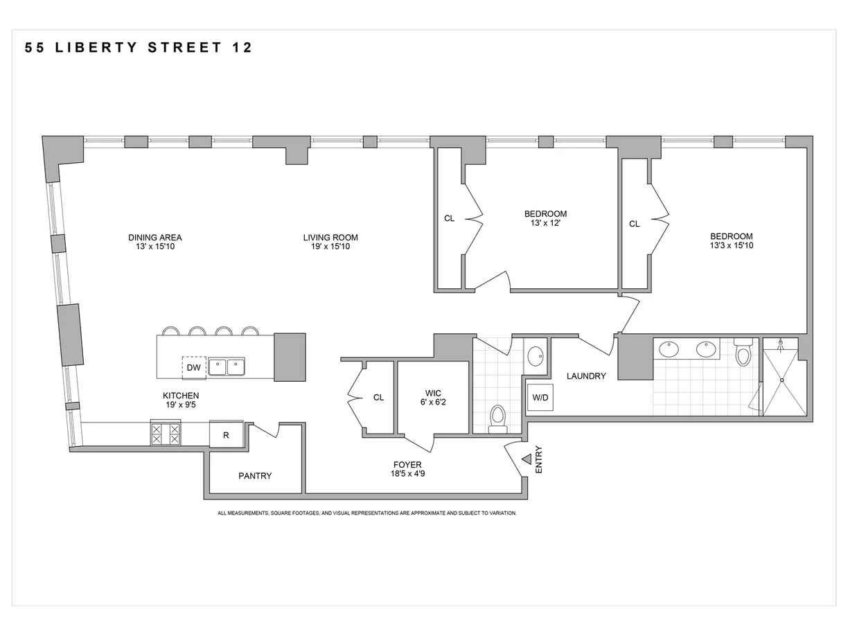 New York City Real Estate | View 55 Liberty Street, 12C | Floorplan