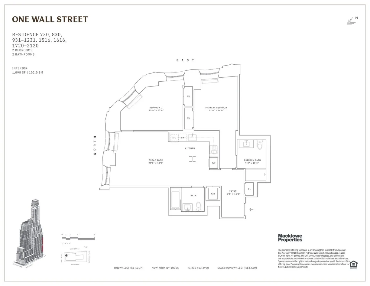 New York City Real Estate | View 1 Wall Street, 1720 | Floorplan