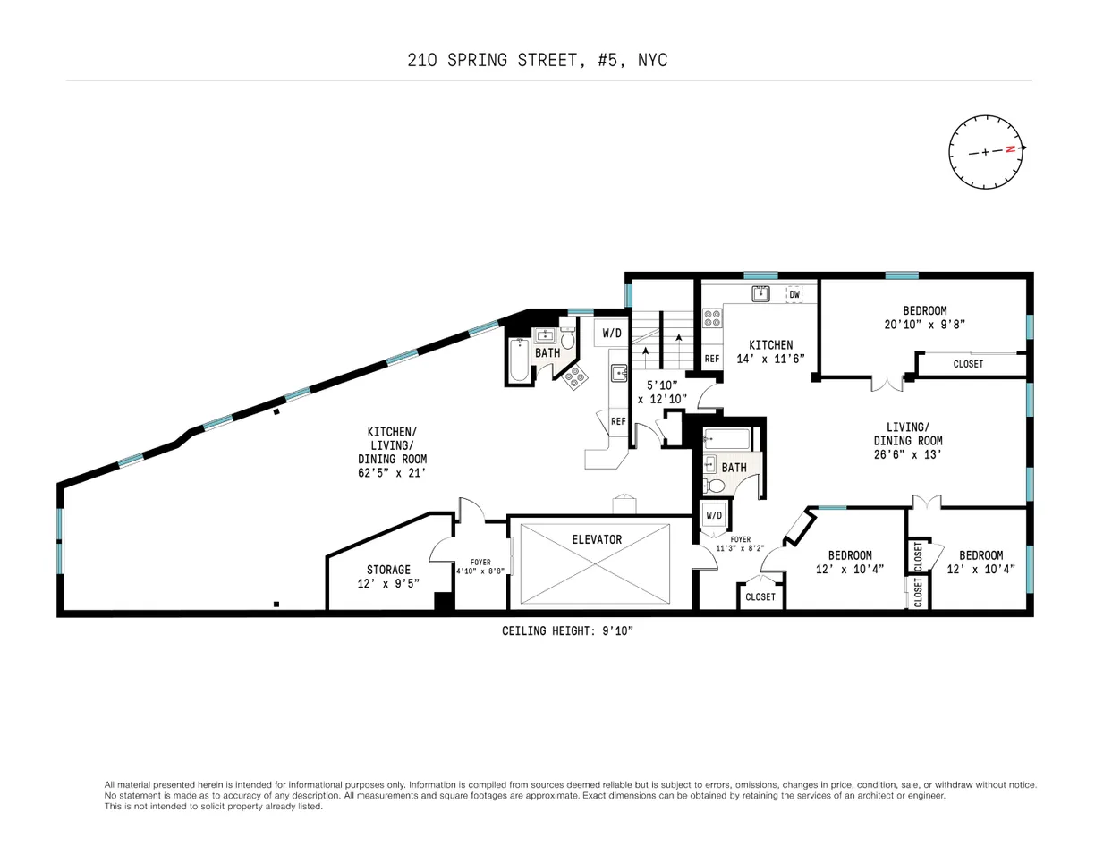 New York City Real Estate | View 210 Spring Street, 5 | Floorplan 1