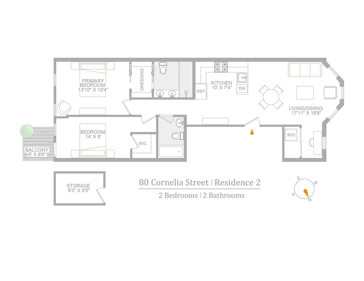 New York City Real Estate | View 80 Cornelia Street, 2 | Floorplan