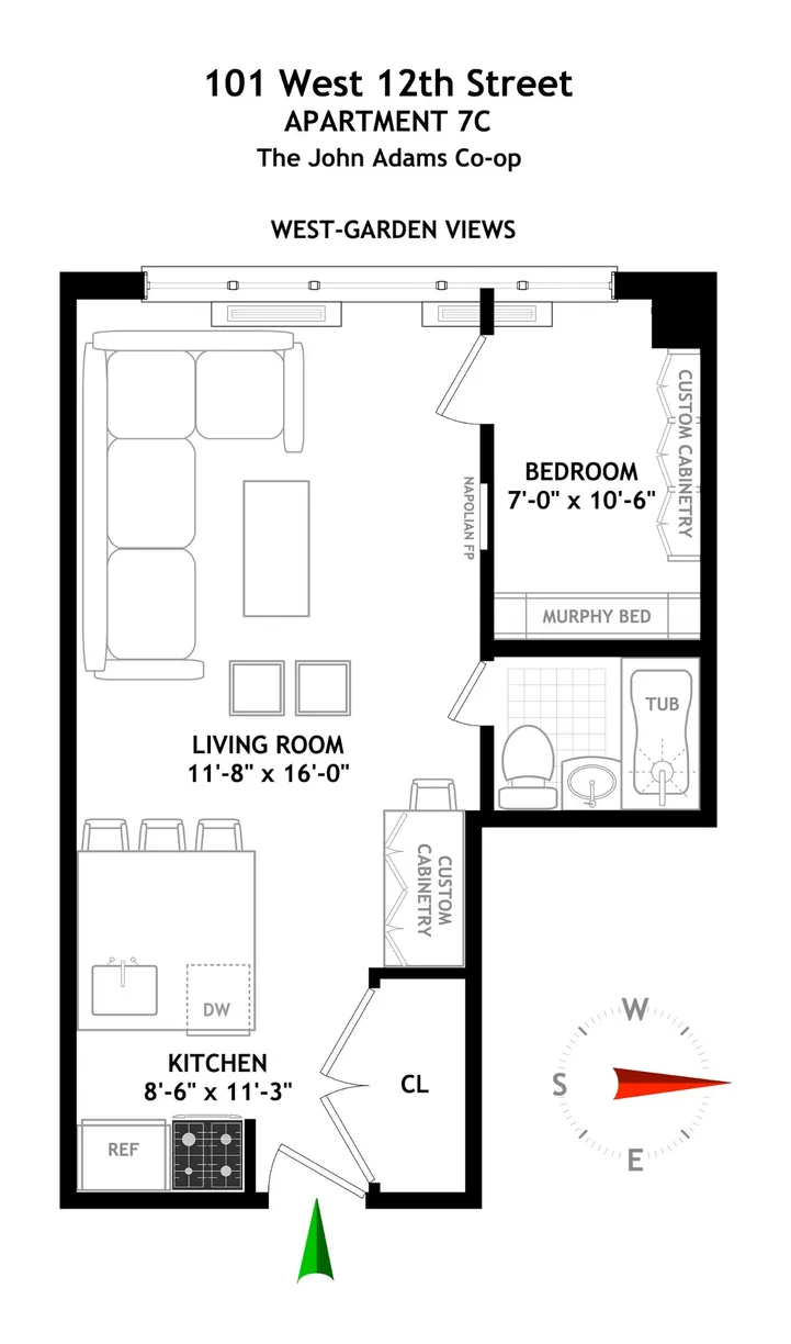 New York City Real Estate | View 101 W 12th Street, 7C | Floorplan