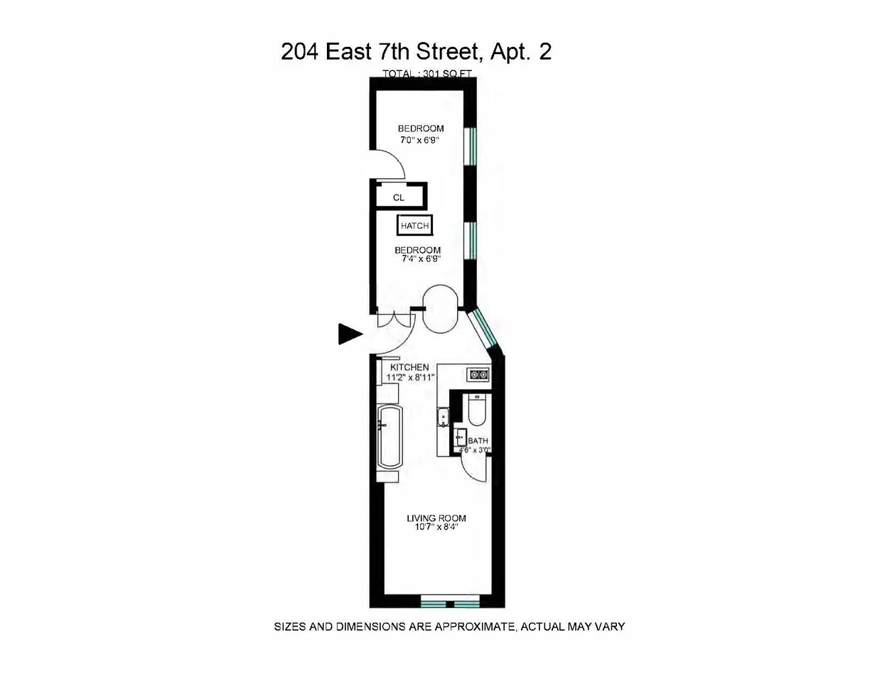 New York City Real Estate | View 204 E 7th Street, G2 | Floorplan 1