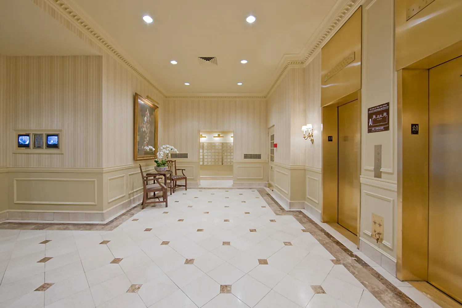 Elegant lobby with concierge
