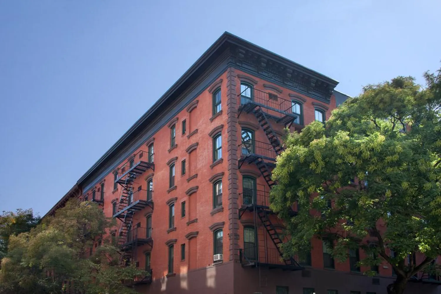 Restored pre-war facade with new windows.