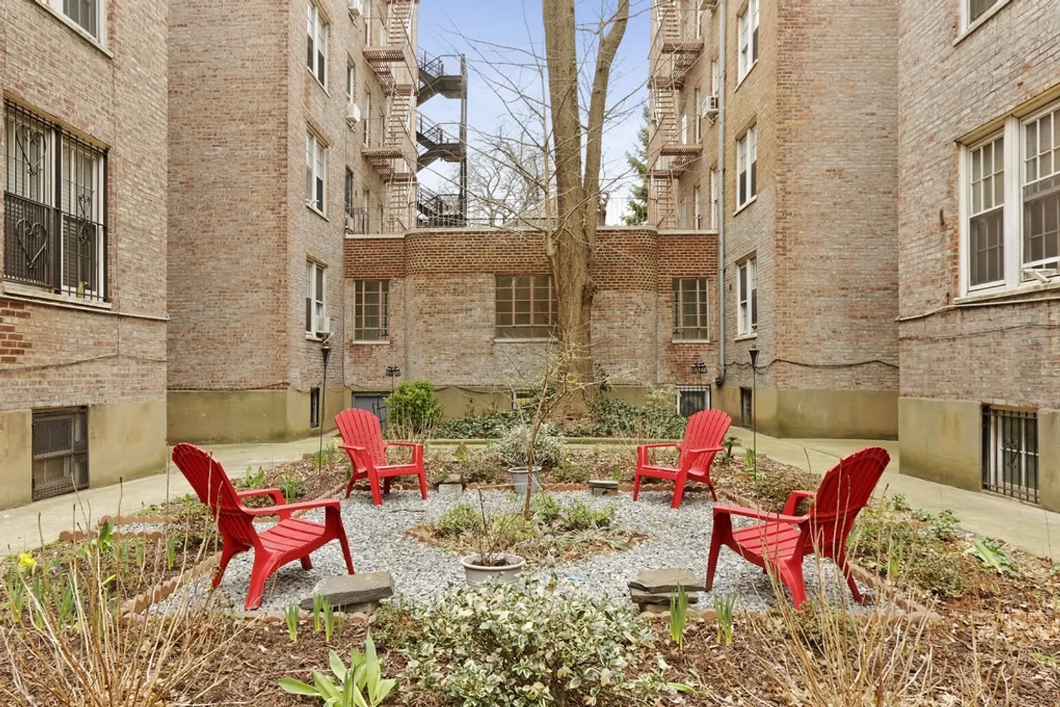 One of the two shared courtyards
