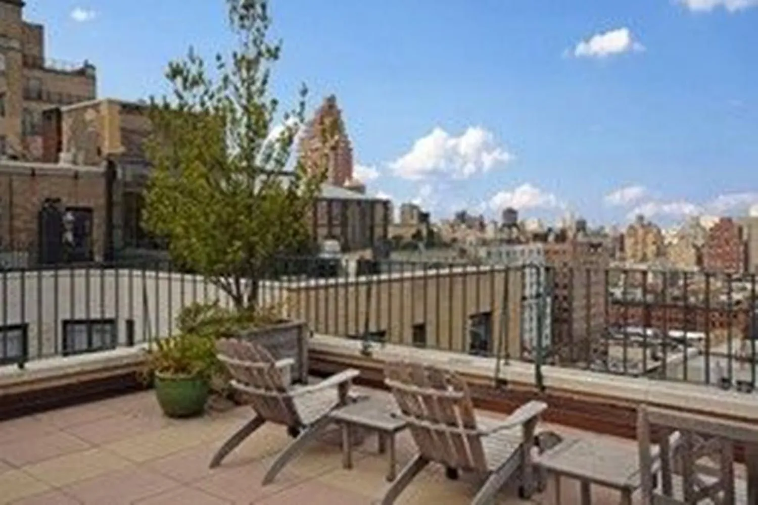 Beautifully planted and furnished roof deck.