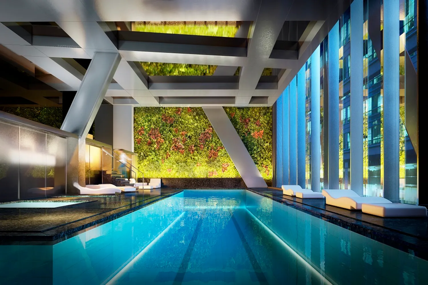 Pool with vertical gardens by Patrick Blanc
