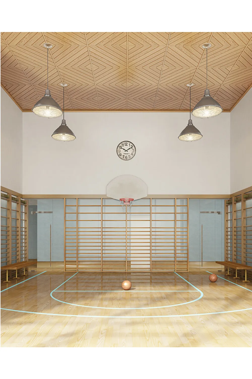 Double height basketball court