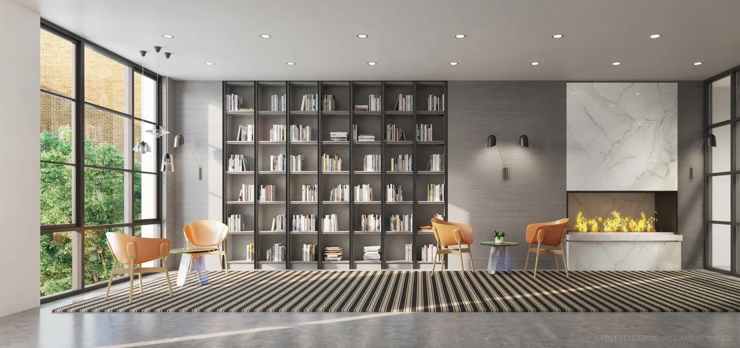 Library with Fireplace