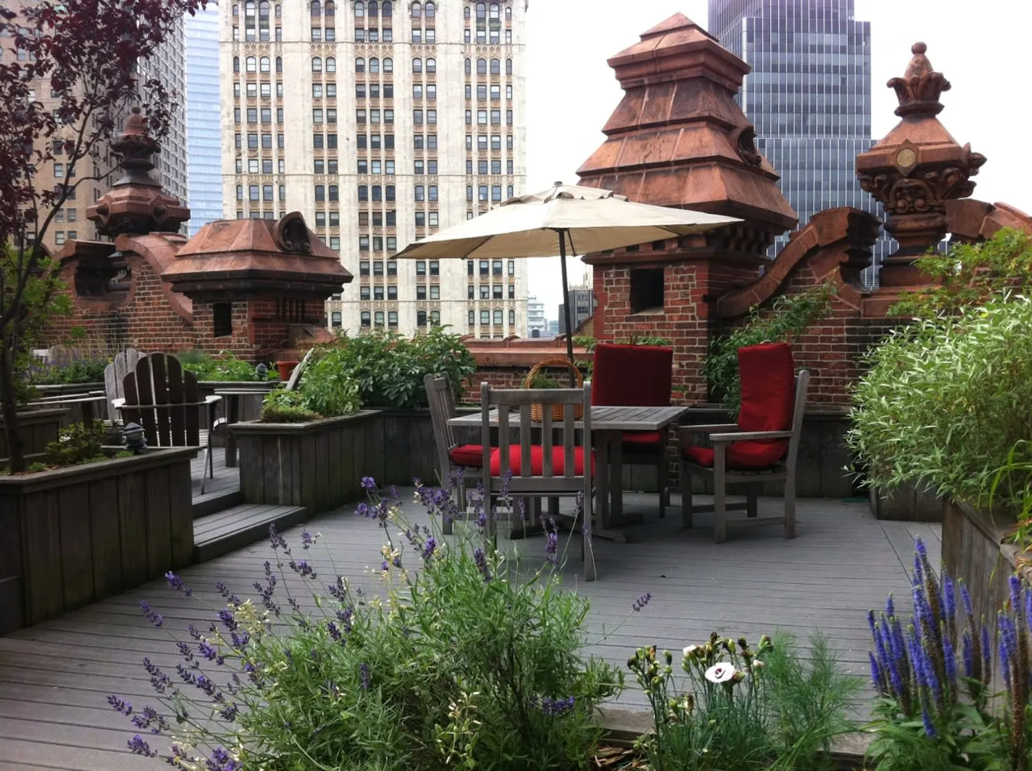 Beautifully planted roof deck at 145 Nassau Street
