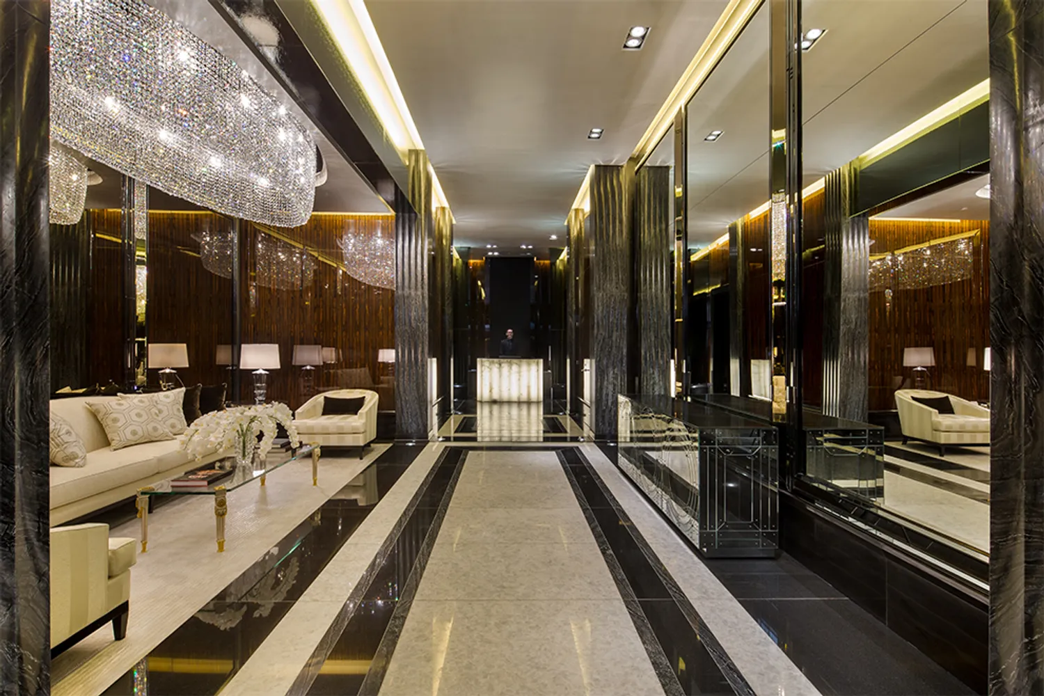 Private residential lobby with exquisite finishes