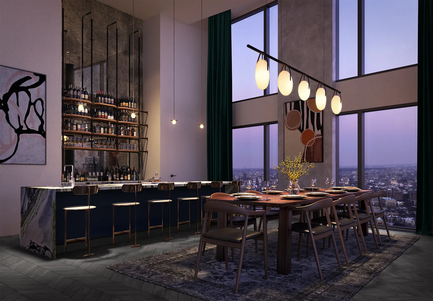 Dining room on the sky lounge amenity space