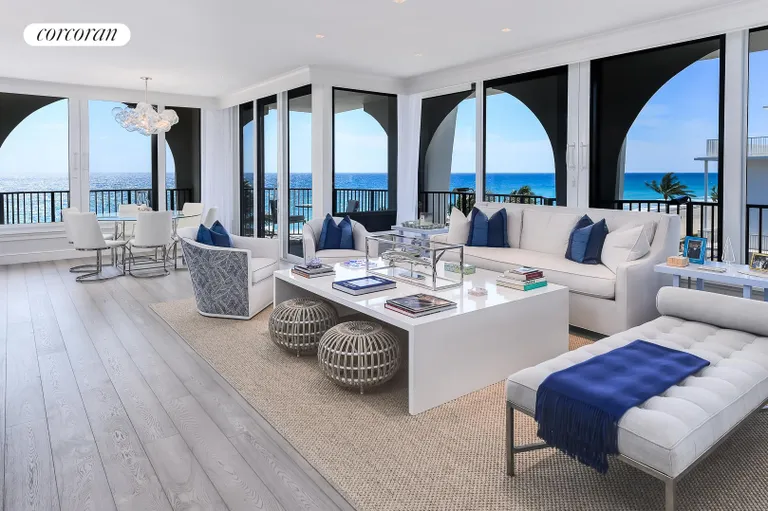 New York City Real Estate | View 360 South Ocean Blvd 5A | Living Room with Ocean View | View 4