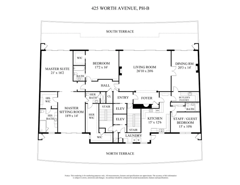 425 Worth  Avenue #PH B | floorplan | View 14